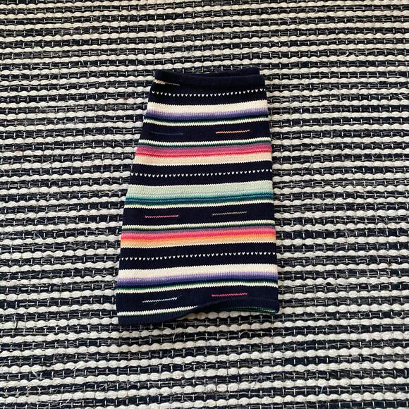 🌿Ralph Lauren Exclusive Hand Knit Striped Pull On Midi Cotton Linen Skirt M - Picture 1 of 6